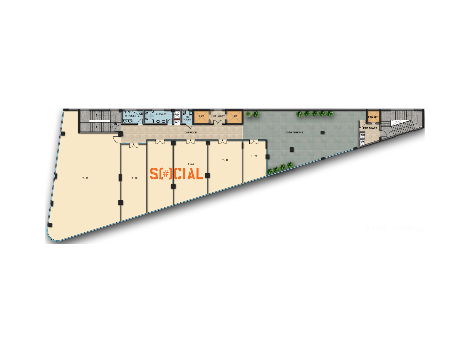Trehan IRIS Broadway – Floor plan for block B, Third Floor